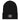 Black beanie with a logo on a white background