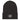 Black beanie with a logo on a white background