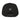 Black cap with a logo on the back against a white background