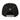Black cap with a logo on the back against a white background