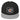 Black and gray cap with a logo on a white background