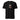 Black t-shirt with a graphic design on the chest against a white background