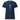 Navy blue t-shirt with a white logo on a white background