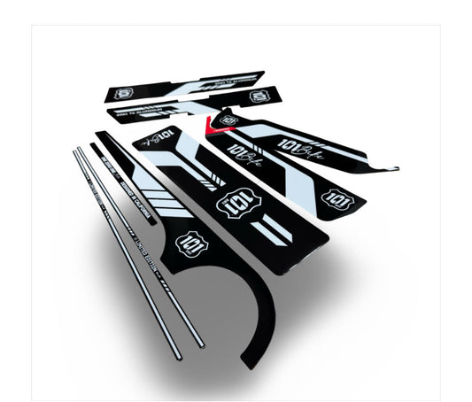 101 Seaside and Cardiff eBike team graphics kit. Black stickers with white 101 Bike logo.