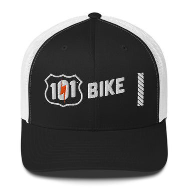 Black and white cap with '101 Bike' logo on a white background