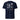 Navy blue t-shirt with graphic designs on the back against a white background