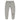 Gray sweatpants with a logo on the left leg against a white background